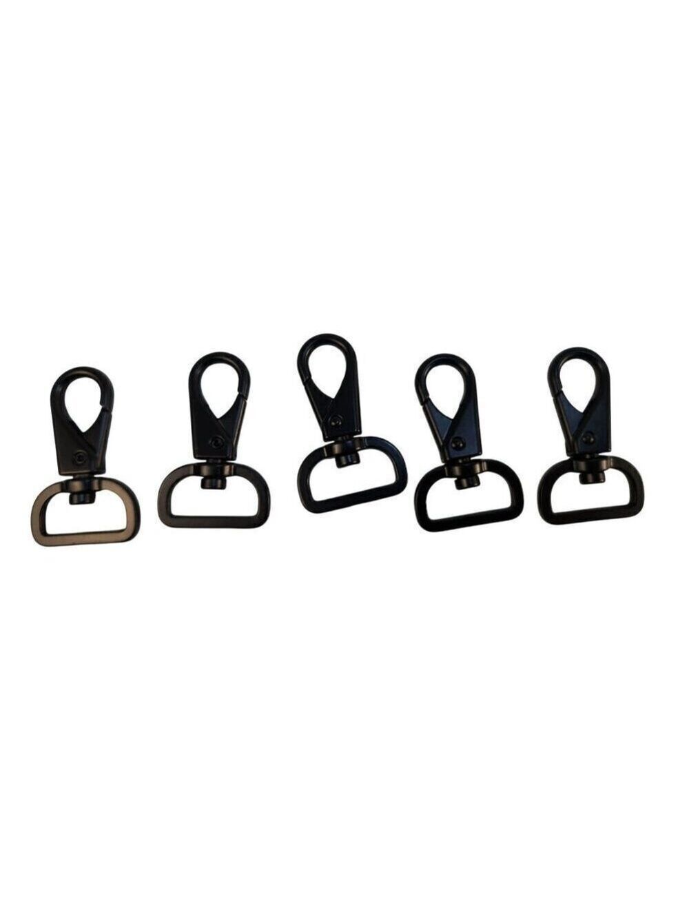 Black D Ring Buckle Swivel Snap Hooks Set of 5 2x1 Inch
